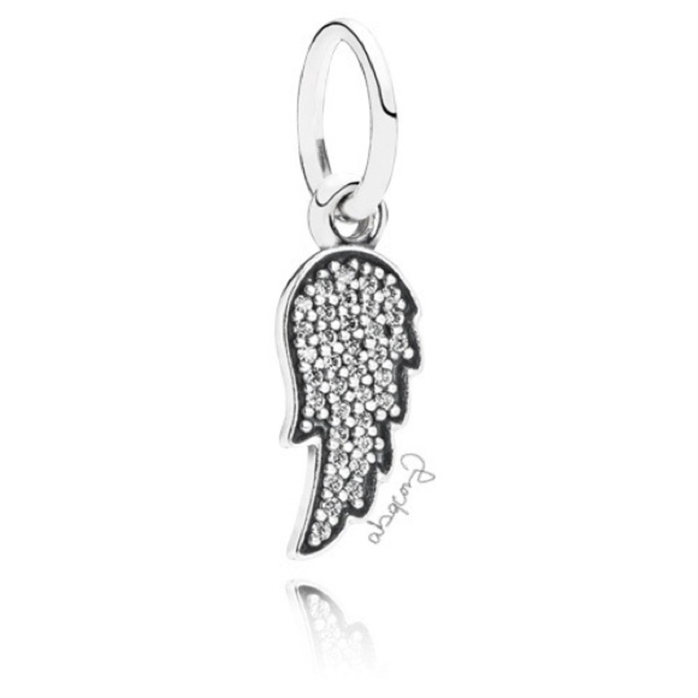 EUC Pandora 791352CZ Sterling Silver Symbol of Guidance Angel Wing Dangle Charm - Picture 1 of 6